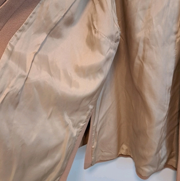 Tomaso Stefanelli Wool Coat Leather Sleeves Camel Italian Designer Sz XL 46 - Picture 9 of 14